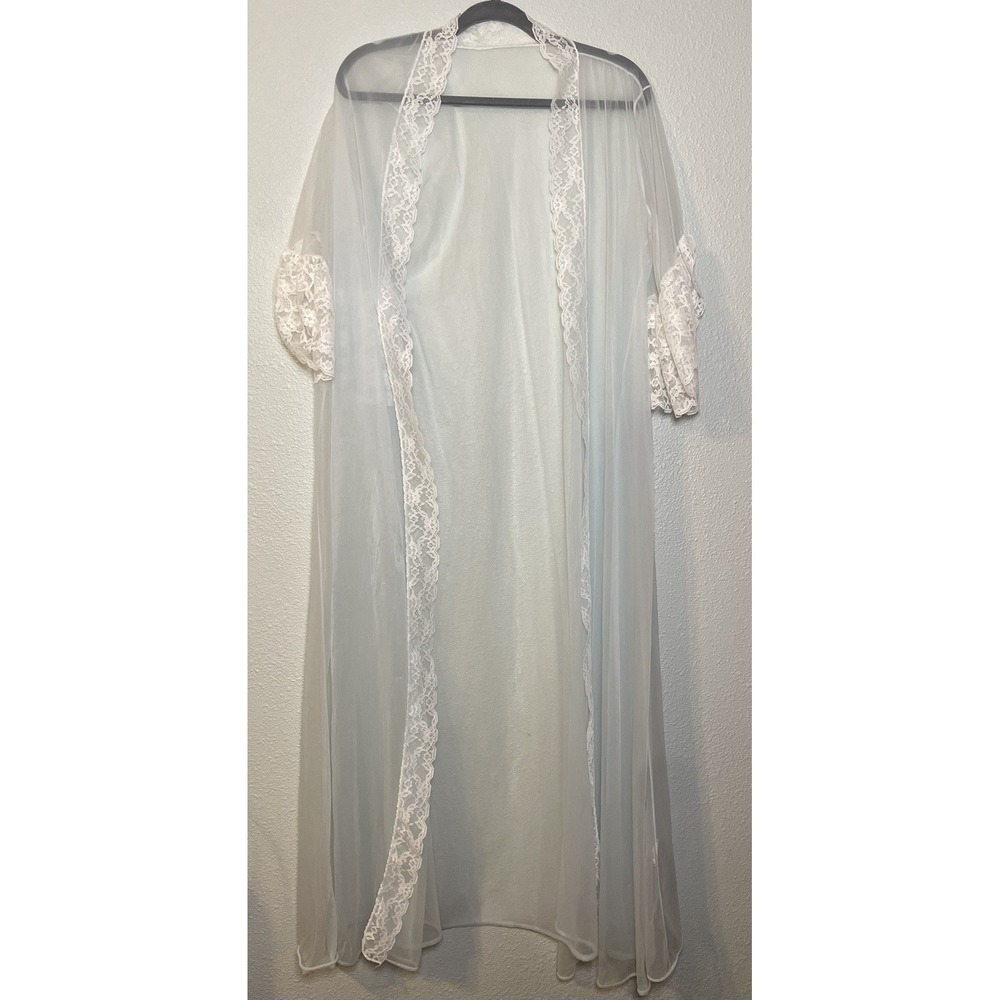 Vintage Voe Made 60s Lace Nylon Robe‎ Marked Size Medium